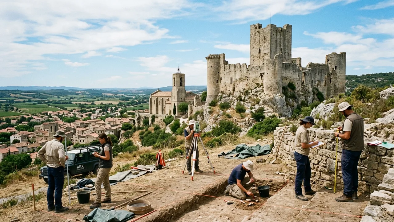 Vue panoramique des forteresses et monuments historiques étudiés par le GREC dans le Clermontais